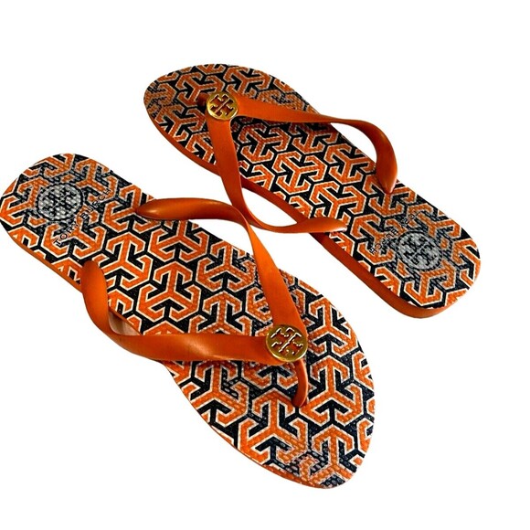 Tory Burch Womens Flipflop Thong Flat Orange Sandals Size 7 /7.5 - Picture 2 of 10
